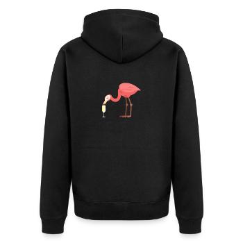 Flamant rose buvant du vin mousseux - Veste à capuche bio Premium Unisexe - noir - Dos - Nico (187cm)