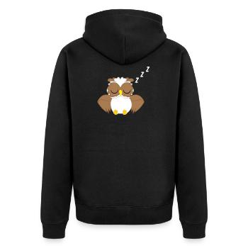 Eule - Uhu - Kauz - Eulen T-Shirt - Schlafen - Unisex Premium Bio Zip Hoodie - Schwarz - Hinten - Nico (187cm)