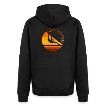 Born To Bouldering Shirt - Unisex Premium Organic Zip Hoodie - black - Back - Nico (187cm)