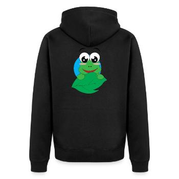 Niedlicher Frosch mit Glubschaugen - Kinder Motiv - Unisex Premium Bio Zip Hoodie - Schwarz - Hinten - Nico (187cm)