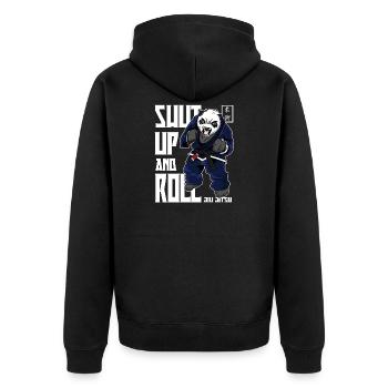 Angry BJJ Panda - chemise brésilienne de Jiu Jitsu de BJJ - Veste à capuche bio Premium Unisexe - noir - Dos - Nico (187cm)