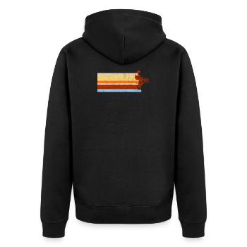 BMX Distressed Streifen Vintage - Unisex Premium Bio Zip Hoodie - Schwarz - Hinten - Nico (187cm)