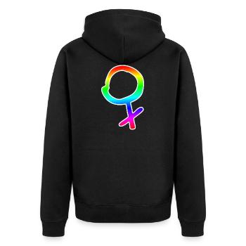 female symbol rainbow female gender - Unisex Premium Organic Zip Hoodie - black - Back - Nico (187cm)