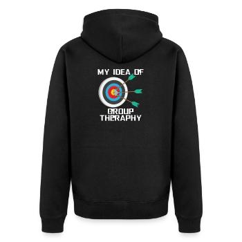 Archery therapy - Unisex Premium Organic Zip Hoodie - black - Back - Nico (187cm)