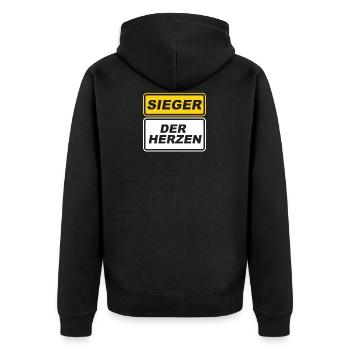 Sieger der Herzen schlechte Verlierer Fußball - Unisex Premium Bio Zip Hoodie - Schwarz - Hinten - Nico (187cm)