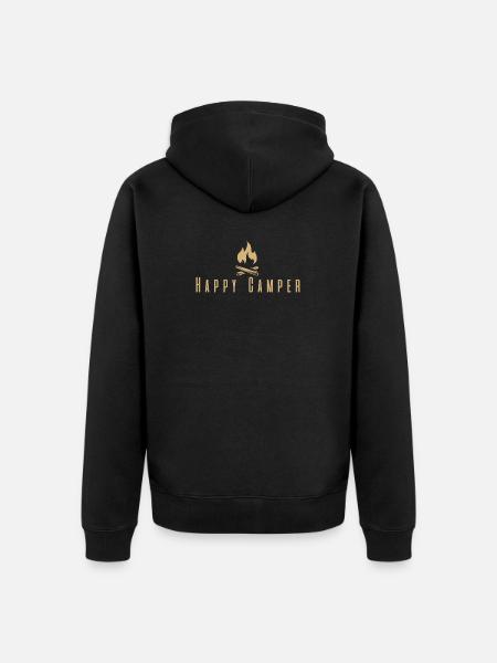 HAPPY CAMPER - Unisex Premium Organic Zip Hoodie - black