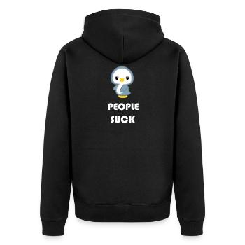 Pingouin - Pingouins - Motif pingouin - Les gens sucent - Veste à capuche bio Premium Unisexe - noir - Dos - Nico (187cm)