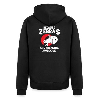 Zebra - Zebras - Zebrafan - Geschenk - Awesome - Unisex Premium Bio Zip Hoodie - Schwarz - Hinten - Nico (187cm)