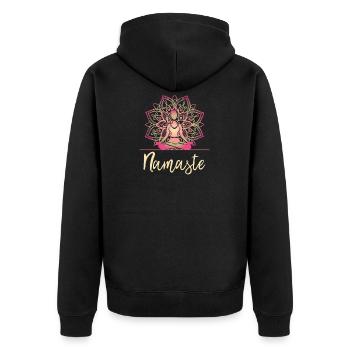 Yoga Yogi Namaste Meditation Geschenk - Unisex Premium Bio Zip Hoodie - Schwarz - Hinten - Nico (187cm)