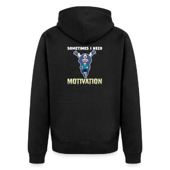 motivation - Unisex Premium Organic Zip Hoodie - black - Back - Nico (187cm)