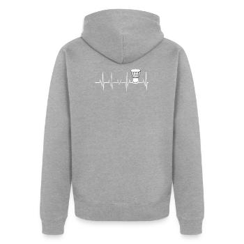 Heartbeat Djembe - Unisex Premium Bio Zip Hoodie - Grau meliert - Hinten - Nico (187cm)