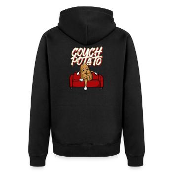 Lustiges Stubenhocker-faules Gemüse des Couch-Kartoffel-T-Shirts - Unisex Premium Bio Zip Hoodie - Schwarz - Hinten - Nico (187cm)