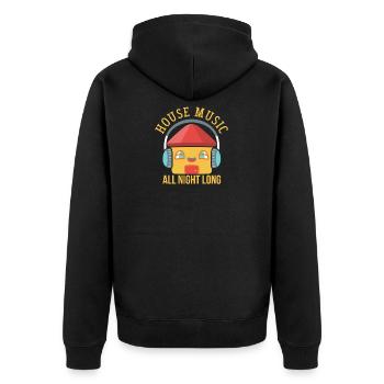 HOUSE MUSIC: House Music All Night Long - Unisex Premium Bio Zip Hoodie - Schwarz - Hinten - Nico (187cm)