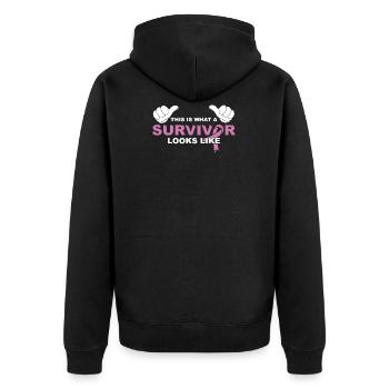 Überlebender Krebs cooles Geschenk - Unisex Premium Bio Zip Hoodie - Schwarz - Hinten - Nico (187cm)