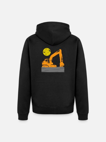 Bagger Bauarbeiter Baustelle Baggern Kinder - Unisex Premium Bio Zip Hoodie - Schwarz