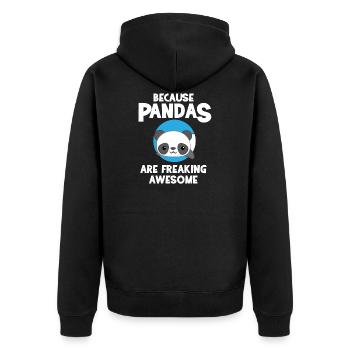 Panda - Panda T-Shirt - Pandamotiv - Geschenk - Unisex Premium Bio Zip Hoodie - Schwarz - Hinten - Nico (187cm)