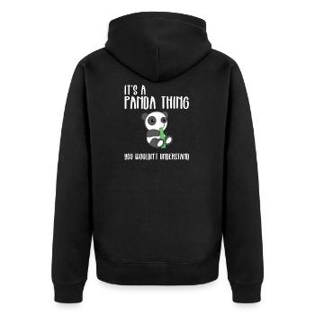 Panda - Panda T-Shirt - Pandamotiv - Geschenk - Unisex Premium Bio Zip Hoodie - Schwarz - Hinten - Nico (187cm)