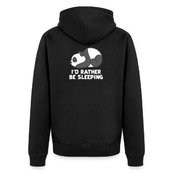 Panda - Panda T-Shirt - Pandamotiv - Schlafen - Unisex Premium Bio Zip Hoodie - Schwarz - Hinten - Nico (187cm)