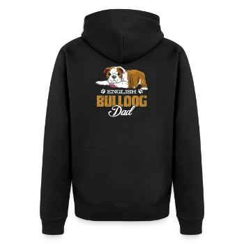 Englische Bulldoggen-Vati-T-Shirts - Unisex Premium Bio Zip Hoodie - Schwarz - Hinten - Nico (187cm)