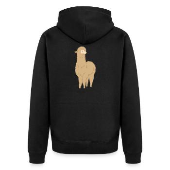 alpaca - Unisex Premium Organic Zip Hoodie - black - Back - Nico (187cm)