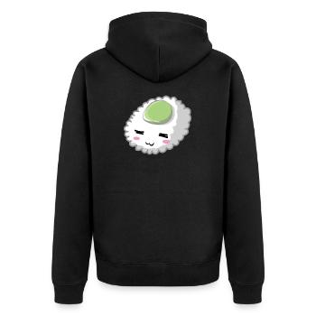 Wasabi Sushi - Unisex Premium Organic Zip Hoodie - black - Back - Nico (187cm)