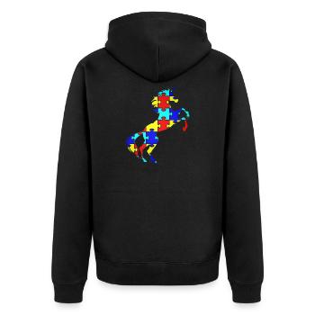 Einhorn-Autismus-Puzzlespiel-Symbol-T-Shirt magisch - Unisex Premium Bio Zip Hoodie - Schwarz - Hinten - Nico (187cm)