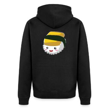 sushi6Zeichenflaeche 1 - Unisex Premium Bio Zip Hoodie - Schwarz - Hinten - Nico (187cm)