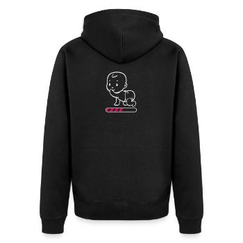 Schwangerschaft - Unisex Premium Bio Zip Hoodie - Schwarz - Hinten - Nico (187cm)