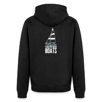 Je joue toujours avec des bateaux cadeau - Veste à capuche bio Premium Unisexe - noir - Dos - Nico (187cm)