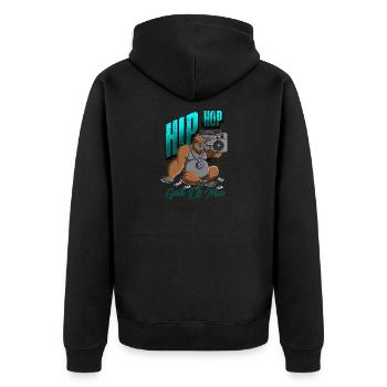 Gorilla Musik Dfs - Unisex Premium Bio Zip Hoodie - Schwarz - Hinten - Nico (187cm)