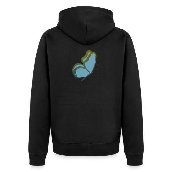 Schmetterling blauer Falter - Unisex Premium Bio Zip Hoodie - Schwarz - Hinten - Nico (187cm)