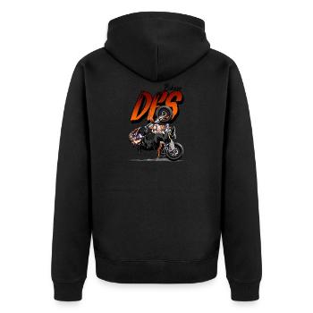 Bike Stunt dfs - Stuntman - Unisex Premium Bio Zip Hoodie - Schwarz - Hinten - Nico (187cm)