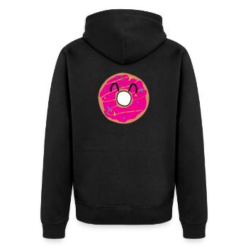 Donut mit Loch und Streuseln - Unisex Premium Bio Zip Hoodie - Schwarz - Hinten - Nico (187cm)