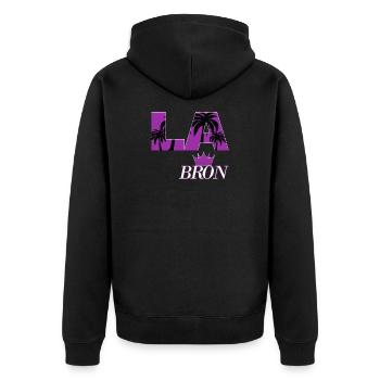 Los Angeles - Unisex Premium Organic Zip Hoodie - black - Back - Nico (187cm)