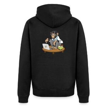 Singe devant l'ordinateur portable - Veste à capuche bio Premium Unisexe - noir - Dos - Nico (187cm)