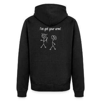 Strichmännchen ich habe deinen Arm Cartoon Comic - Unisex Premium Bio Zip Hoodie - Schwarz - Hinten - Nico (187cm)