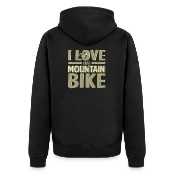 Ich liebe mein Mountainbike Geschenk Fahrrad - Unisex Premium Bio Zip Hoodie - Schwarz - Hinten - Nico (187cm)