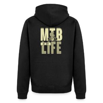 Mountain bike is my life gift wheel - Unisex Premium Organic Zip Hoodie - black - Back - Nico (187cm)