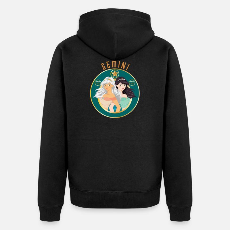 Zodiaque - Horoscope - Gémeaux - Cadeaux - Veste à capuche bio Premium Unisexe - noir