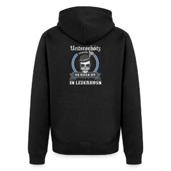 Bayern Bayrisch lustig Heimat Geschenk Geburtstag - Unisex Premium Bio Zip Hoodie - Schwarz - Hinten - Nico (187cm)