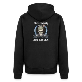 Bayern Bayrisch lustig Heimat Geschenk Geburtstag - Unisex Premium Bio Zip Hoodie - Schwarz - Hinten - Nico (187cm)