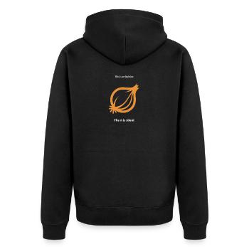 Onion opinion pun Phi Pi - Unisex Premium Organic Zip Hoodie - black - Back - Nico (187cm)
