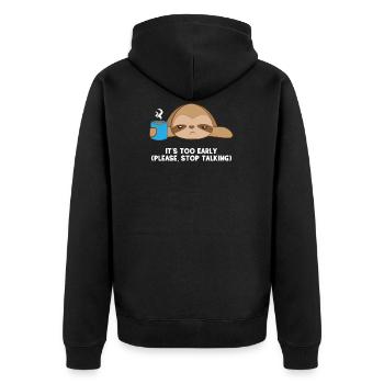 Faultier - Faul - Faultier T-Shirt - Morgenmuffel - Unisex Premium Bio Zip Hoodie - Schwarz - Hinten - Nico (187cm)