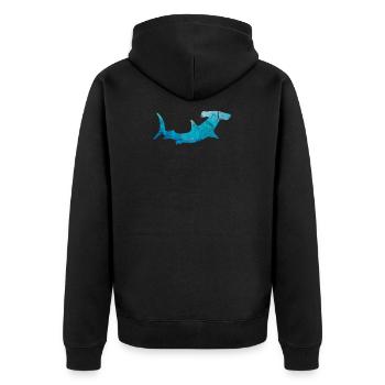 Hai Geschenk Hammerhai Fisch Meer Sohn Zoo Kontur - Unisex Premium Bio Zip Hoodie - Schwarz - Hinten - Nico (187cm)