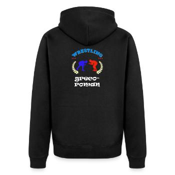 greco roman Ringen ringer ringsport Wettkampf - Unisex Premium Bio Zip Hoodie - Schwarz - Hinten - Nico (187cm)