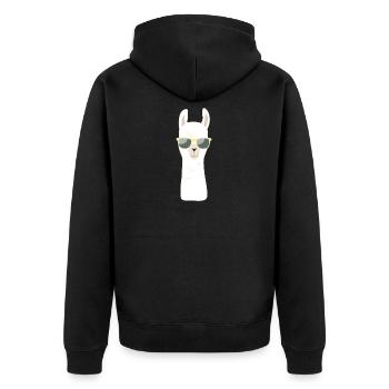 Llama sunglasses summer beach trend gift - Unisex Premium Organic Zip Hoodie - black - Back - Nico (187cm)
