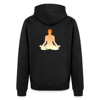 Yoga Meditation Pilates Wellness Spirit - Unisex Premium Organic Zip Hoodie - black - Back - Nico (187cm)