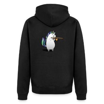 Einhorn spielt Posaune Musik Posaune Geschenk - Unisex Premium Bio Zip Hoodie - Schwarz - Hinten - Nico (187cm)