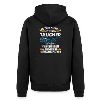 Taucher Tauchen - Unisex Premium Bio Zip Hoodie - Schwarz - Hinten - Nico (187cm)