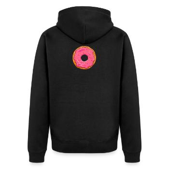 Donut mit Zuckerguss Süßigkeit Zuckerstreusel - Unisex Premium Bio Zip Hoodie - Schwarz - Hinten - Nico (187cm)